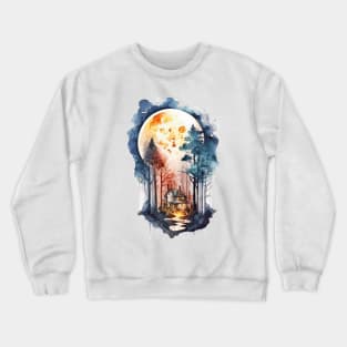 Cozy forest house surrounded with trees 7 Crewneck Sweatshirt